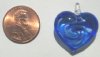1 21mm Sapphire & White Lampwork Heart Pendant